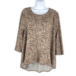 Logo By Lori Goldstein‎ Sweater Top Animal Print Multicolored Women's Medium